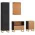 Juego muebles de baño 4 pzas madera maciza mango marrón y