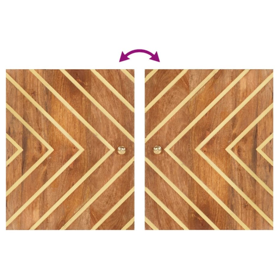 Juego muebles de baño 4 pzas madera maciza mango marrón y