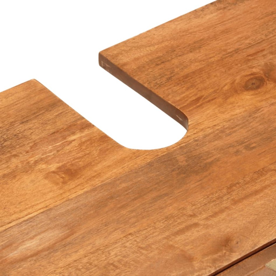 Juego muebles de baño 4 pzas madera maciza mango marrón y