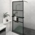 Mampara ducha con estante vidrio ESG y aluminio negro 80x195