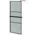 Mampara ducha con estante vidrio ESG y aluminio negro 80x195