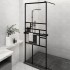 Mampara ducha con estante vidrio ESG y aluminio negro 80x195
