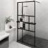 Mampara ducha con estante vidrio ESG y aluminio negro