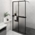 Mampara ducha con estante vidrio ESG y aluminio negro