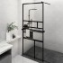 Mampara ducha con estante vidrio ESG y aluminio negro 90x195