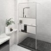 Mampara ducha con estante vidrio ESG aluminio cromado 90x195 cm
