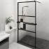Mampara ducha con estante vidrio ESG y aluminio negro