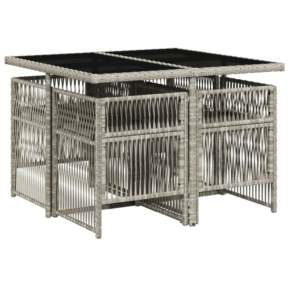 Set comedor de jardín 5 pzas cojines ratán sintético gris