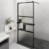 Mampara ducha con estante vidrio ESG y aluminio negro