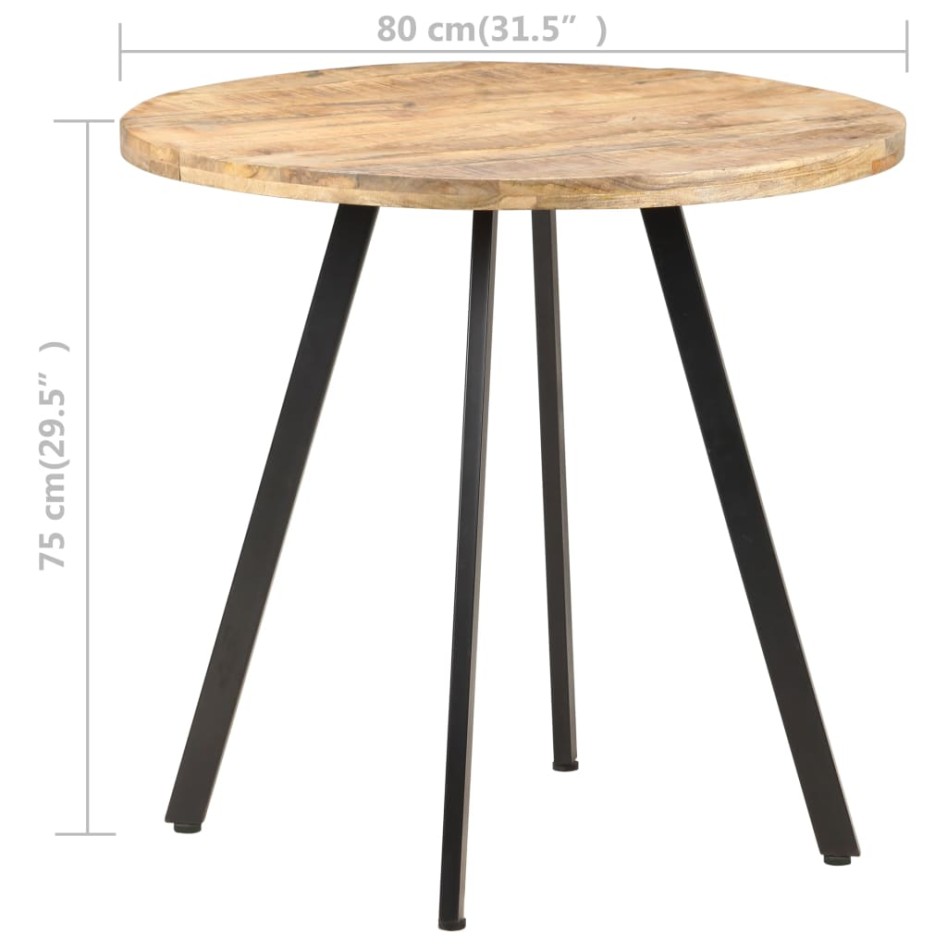 Mesa de comedor de madera de mango rugosa 80