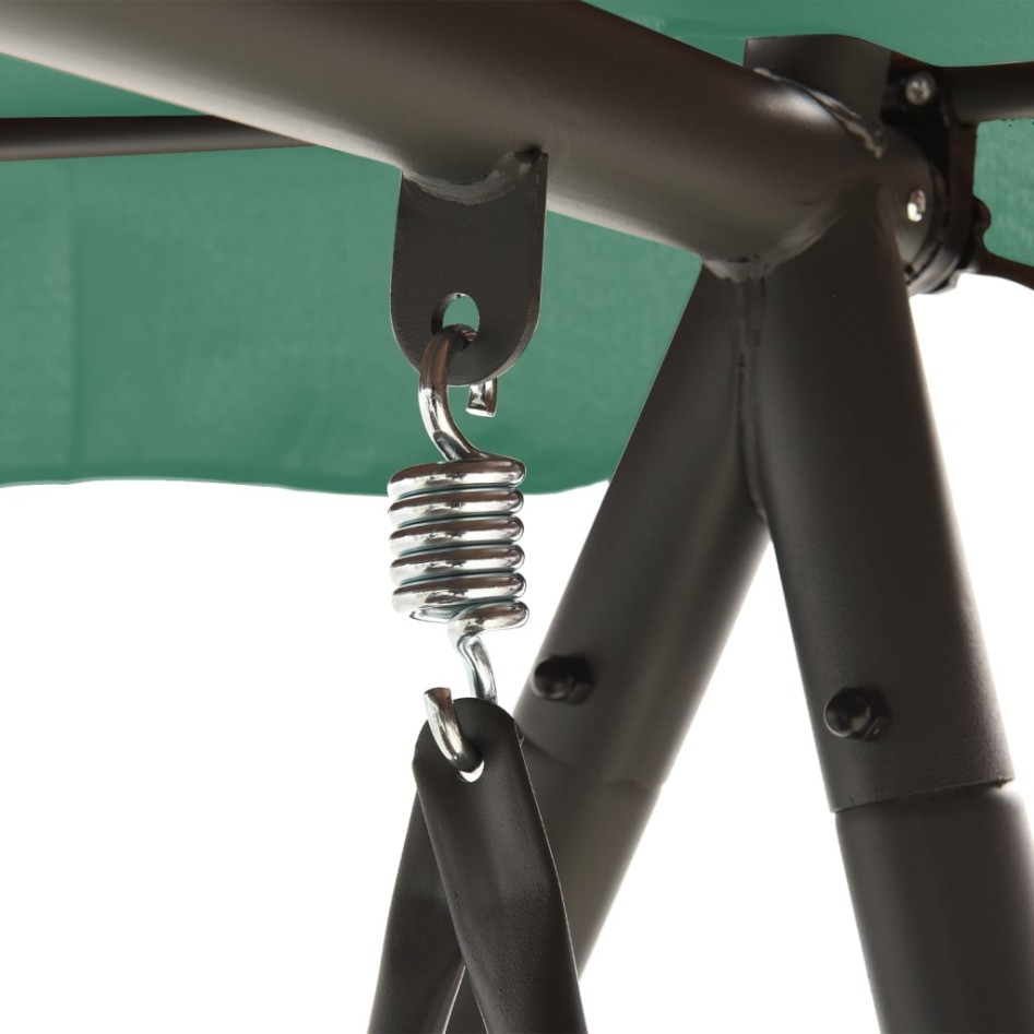 Banco columpio de jardín con dosel tela y acero verde 198