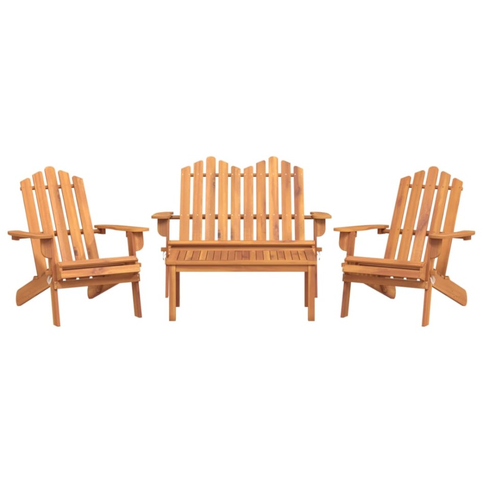 Juego de muebles de jardín Adirondack 4 piezas madera