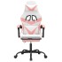 Silla gaming giratoria y reposapiés cuero sintético blanco