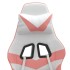 Silla gaming giratoria y reposapiés cuero sintético blanco
