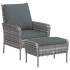 Sillón de jardín con reposapiés ratán sintético