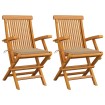 Sillas de jardín 2 uds madera maciza de teca con cojines beige