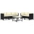 Set de muebles de jardín 6 pzas y cojines ratán sintético