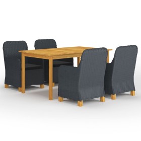 Juego de comedor para jardín de 5 piezas gris
