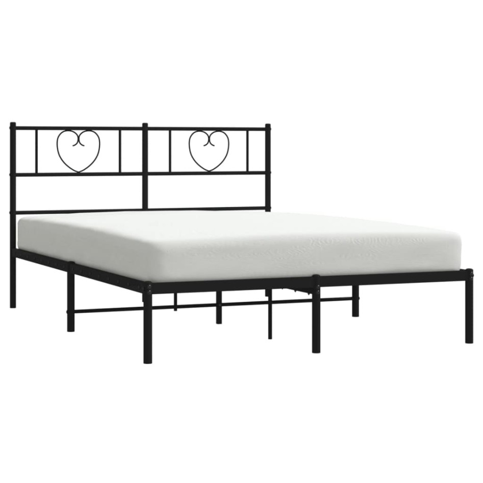 Estructura cama sin colchón con cabecero metal negro 140x190
