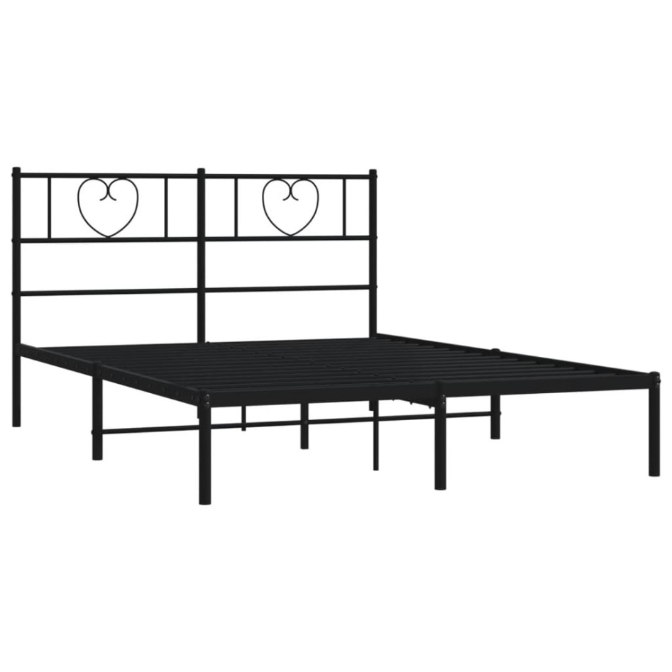 Estructura cama sin colchón con cabecero metal negro 140x190