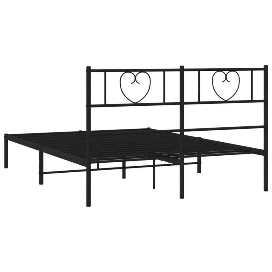 Estructura cama sin colchón con cabecero metal negro 140x190