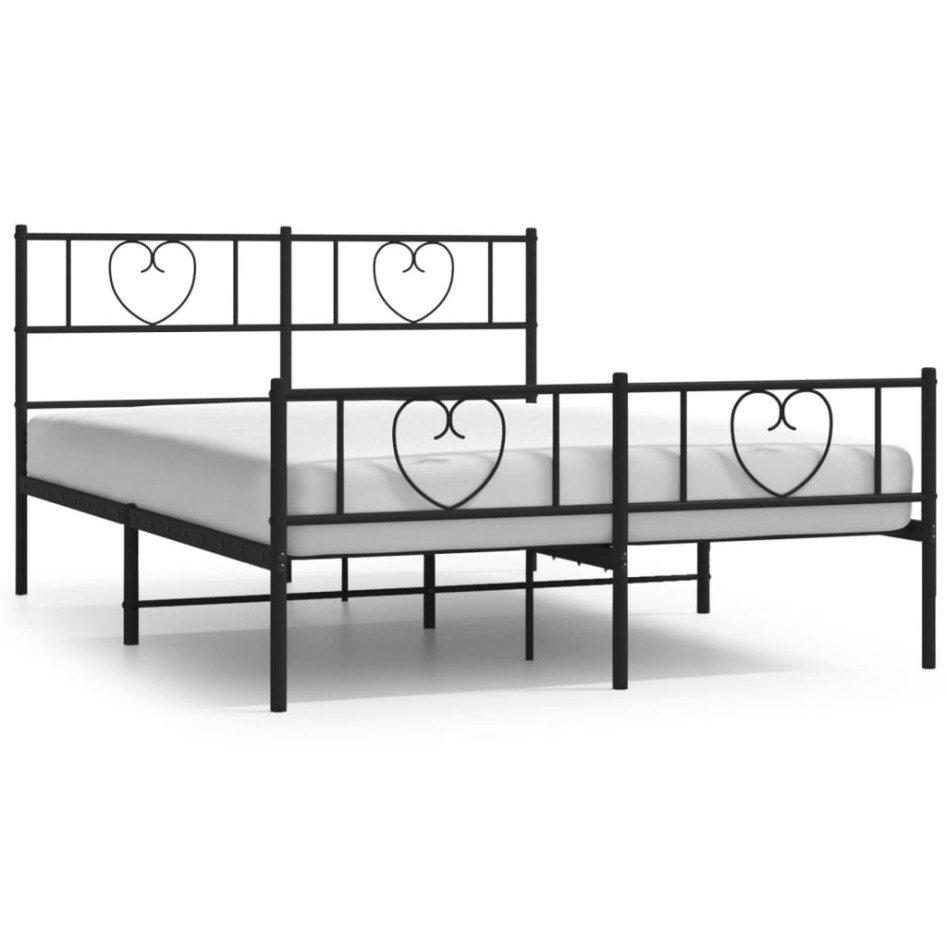 Estructura cama sin colchón con estribo metal negro 140x200