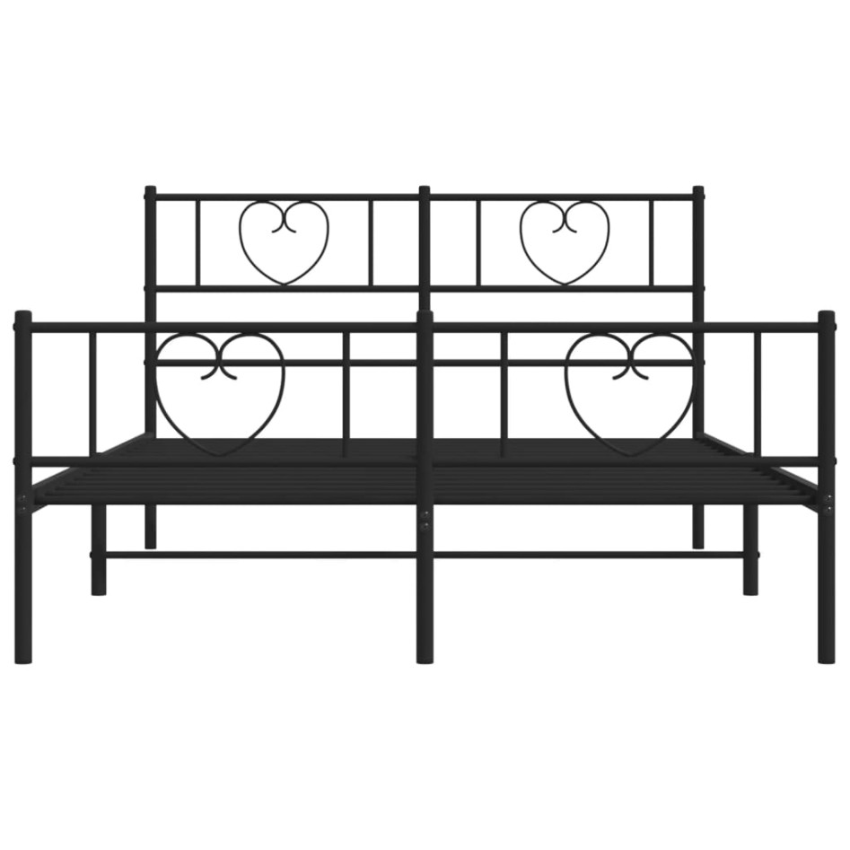 Estructura cama sin colchón con estribo metal negro 140x200