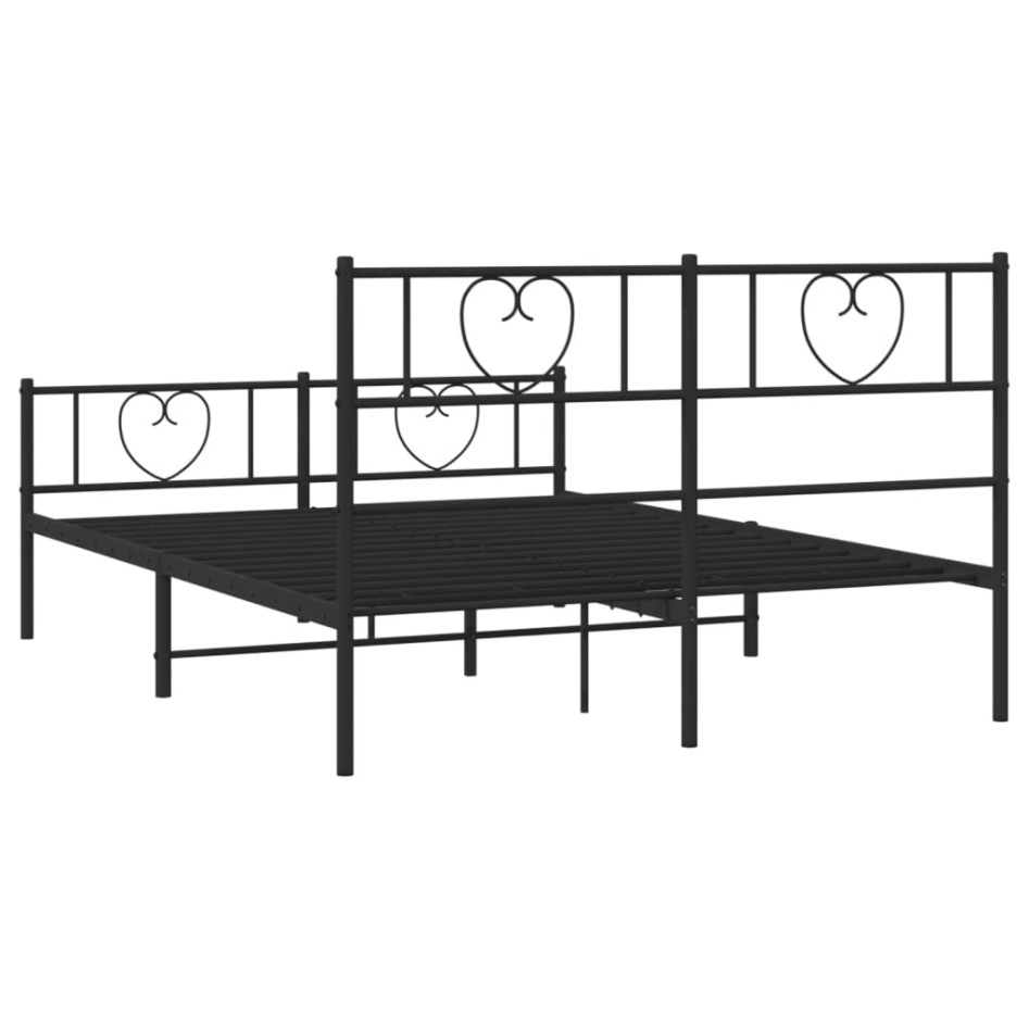 Estructura cama sin colchón con estribo metal negro 140x200