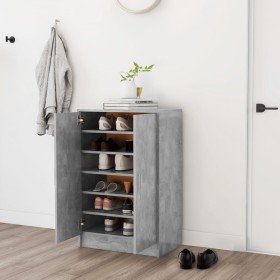 Zapatero de madera de ingeniería gris hormigón 60x35x92