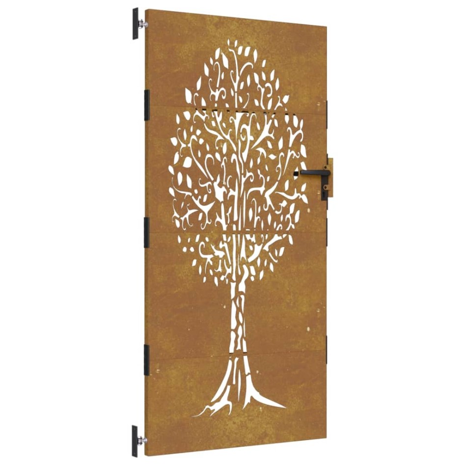 Puerta de jardín acero corten diseño árbol 85x175