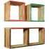 Set estantería de pared 3 uds teca maciza reciclada
