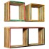 Set estantería de pared 3 uds teca maciza reciclada