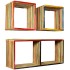 Set estantería de pared 3 uds teca maciza reciclada