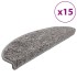 Alfombras de peldaños de escalera 15 uds gris 65x21x4