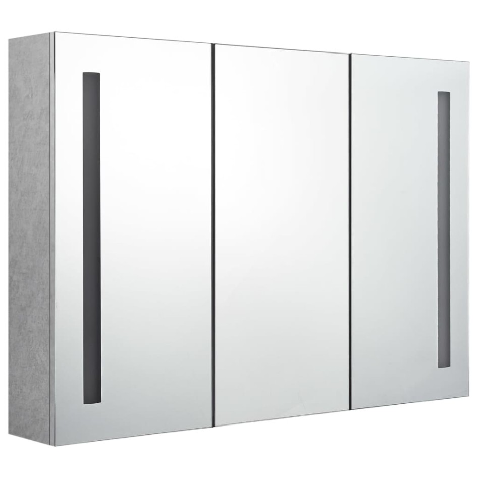 Armario de baño con espejo LED gris hormigón 89x14x62