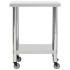 Mesa de trabajo para cocina con ruedas acero inox 80x45x85