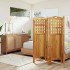 Biombo de 4 paneles de madera maciza de acacia 162x2x115