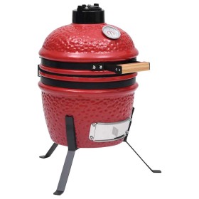 2 en 1 Barbacoa ahumadora Kamado de cerámica rojo 56