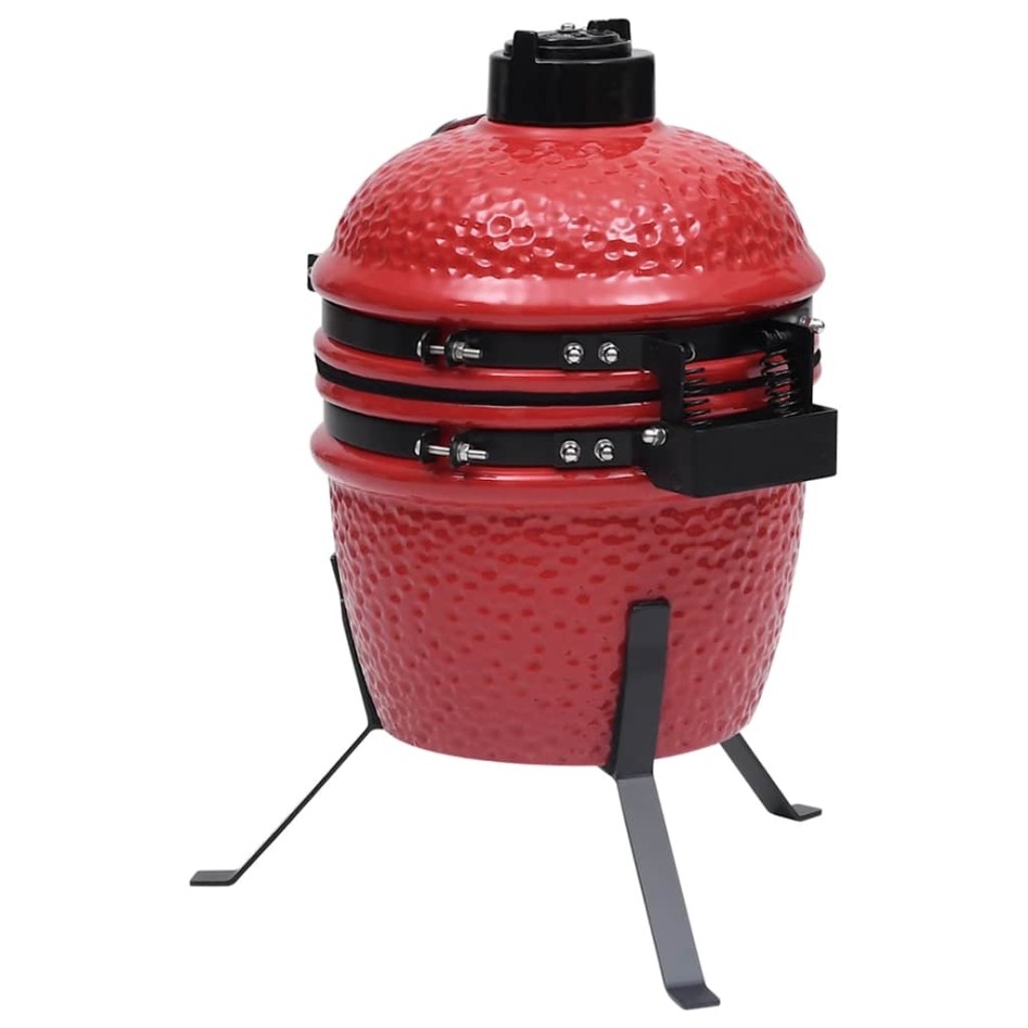 2 en 1 Barbacoa ahumadora Kamado de cerámica rojo 56