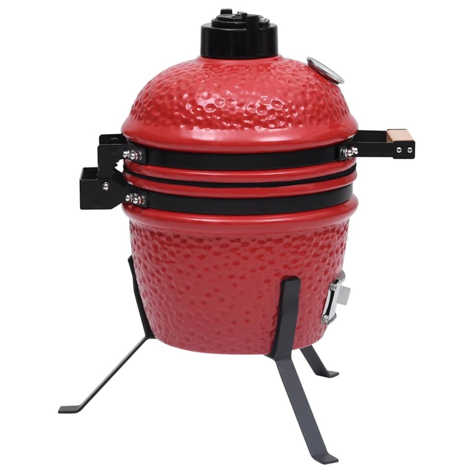 2 en 1 Barbacoa ahumadora Kamado de cerámica rojo 56