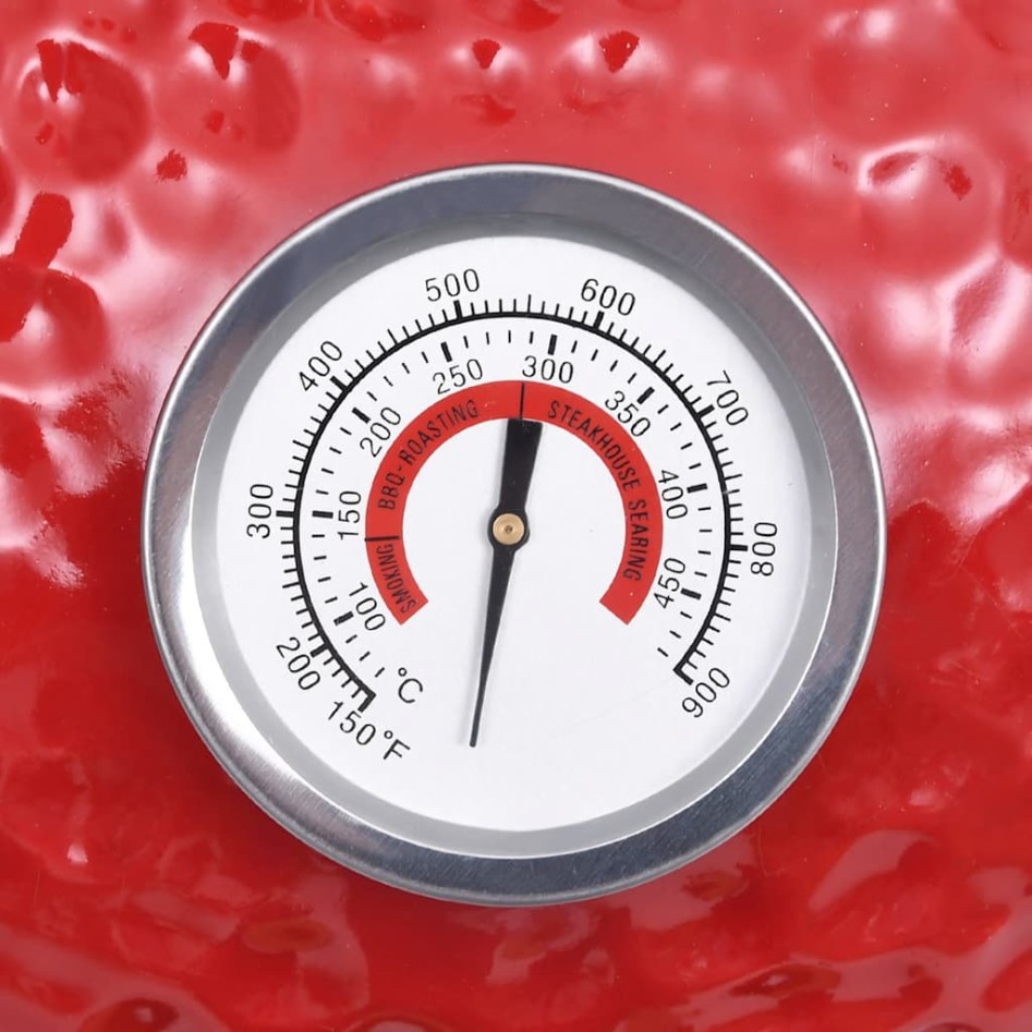 2 en 1 Barbacoa ahumadora Kamado de cerámica rojo 56