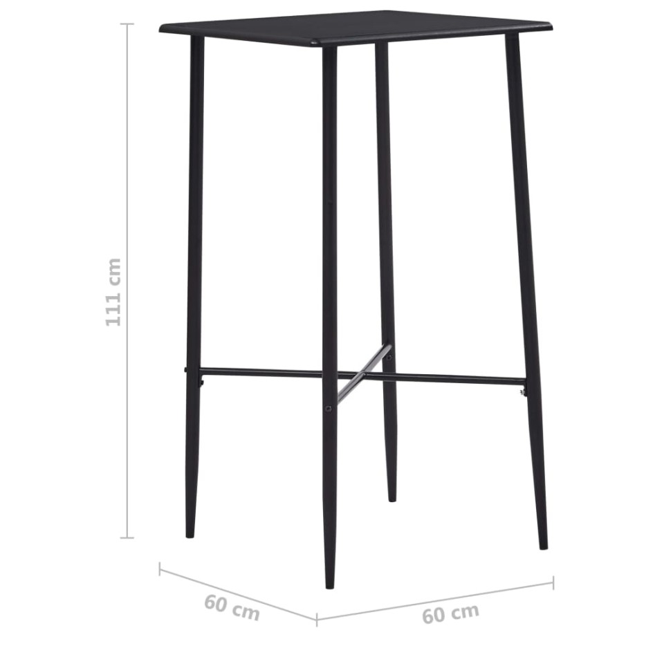 Mesa alta de cocina MDF negro 60x60x111