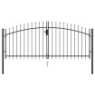 Cancela de valla doble puerta con puntas acero negro 3x1,25 m