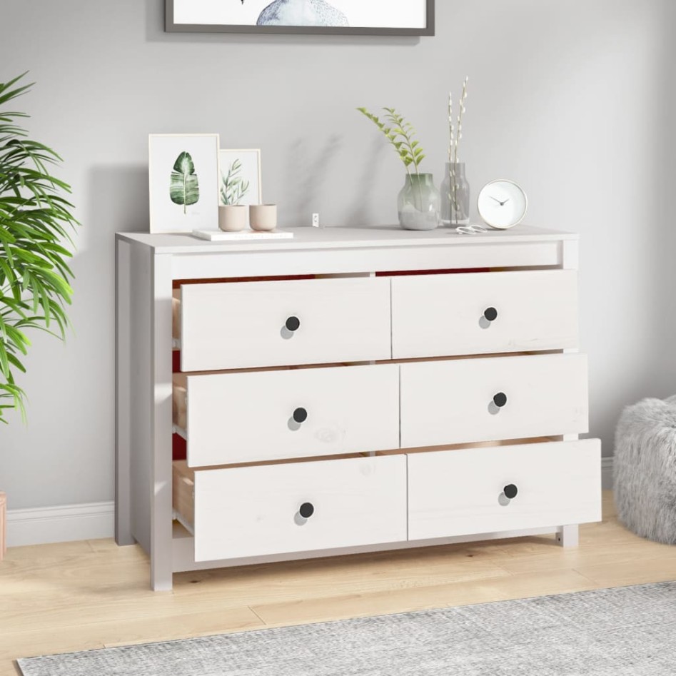 Armario auxiliar de madera maciza de pino blanco 100x40x72