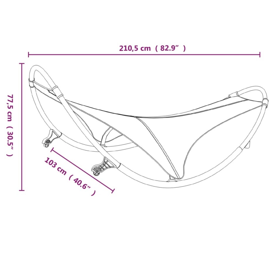 Tumbona mecedora con ruedas acero y tejido textilene