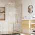 Mampara puerta ducha vidrio transparente ESG dorado 115x195