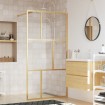 Mampara puerta ducha vidrio transparente ESG dorado 115x195 cm