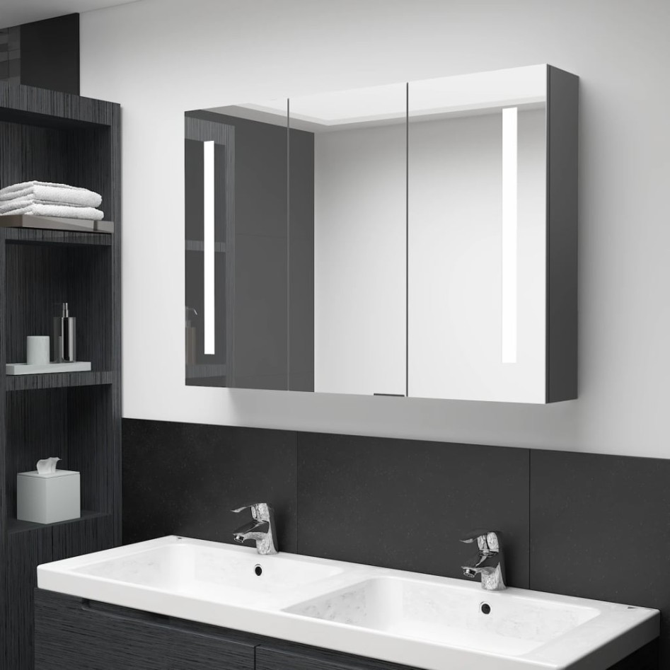 Mueble de baño con espejo LED 89x14x62