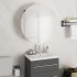 Armario de baño con espejo redondo y LED gris 47x47x17,5