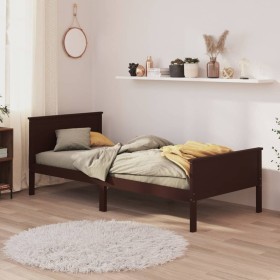 Estructura cama sin colchón madera pino marrón oscuro 90x200